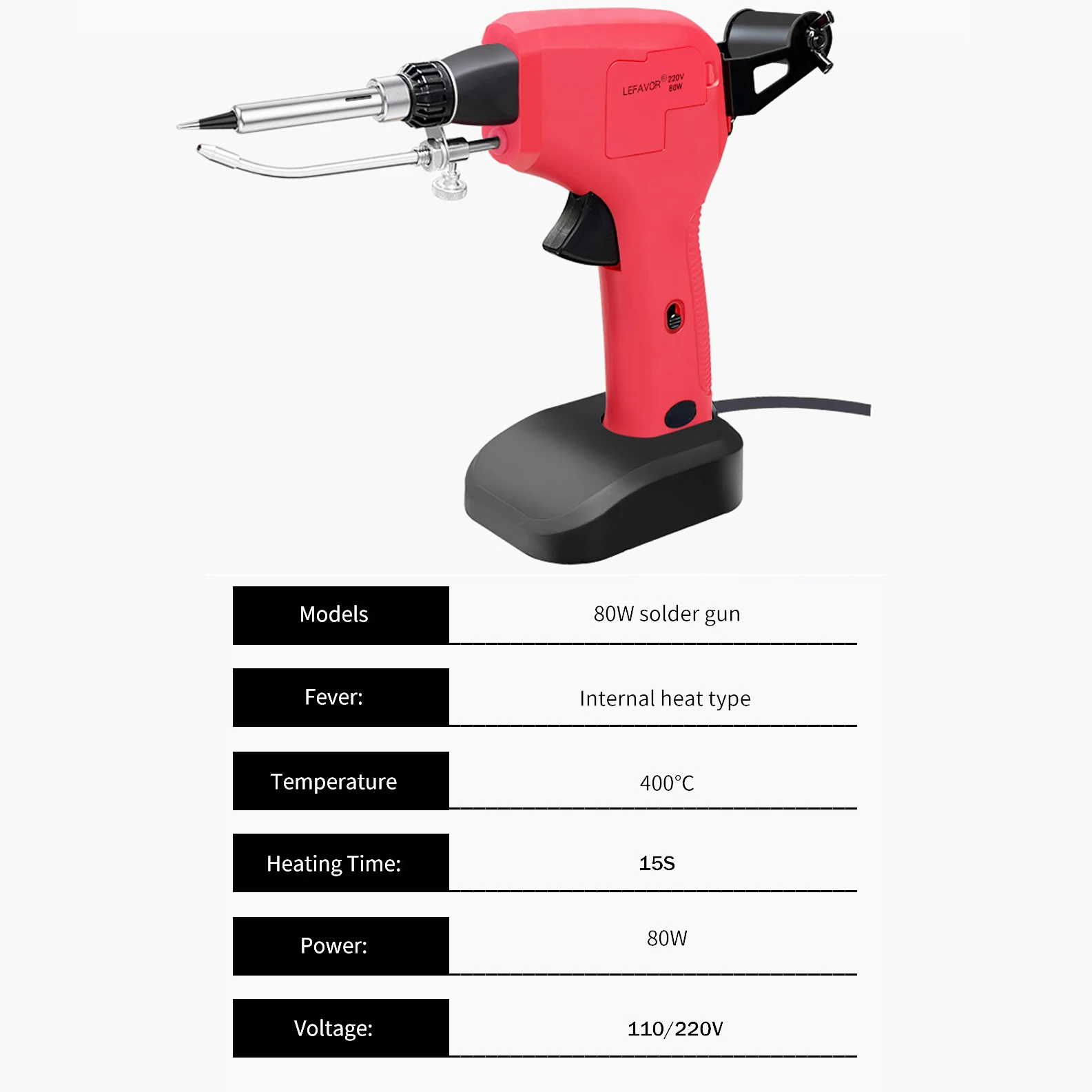 Pistola de ferro de solda elétrica automática, 80w, aquecimento interno portátil, envio automático, ferramentas de reparo de aquecimento de soldagem