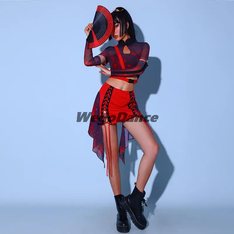 New Sexy Women Bar Ds Group Cheerleader Dance Team Performance Costume Jazz Leading Chinese Style