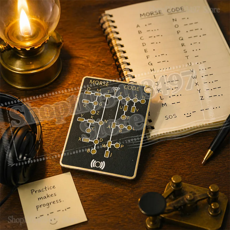 

Portable Morse Code Practice Trainer Card Pro LED Interactive Signal Buttons for Adult Telegraph & Encryption Training