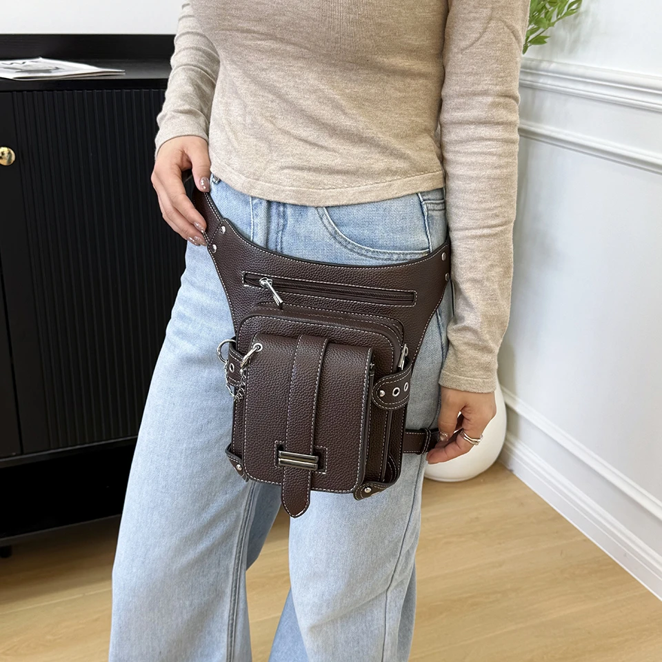 حقيبة خصر من البولي يوريثان عصرية للجنسين - لون صلب، جيوب متعددة، حزام قابل للتعديل للنزهات والتنقل والخطوات