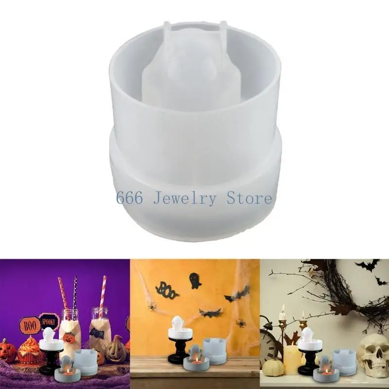 F2TD Holder Mold Halloween Spirit Silicone Mold Candlestick Decorations Mould