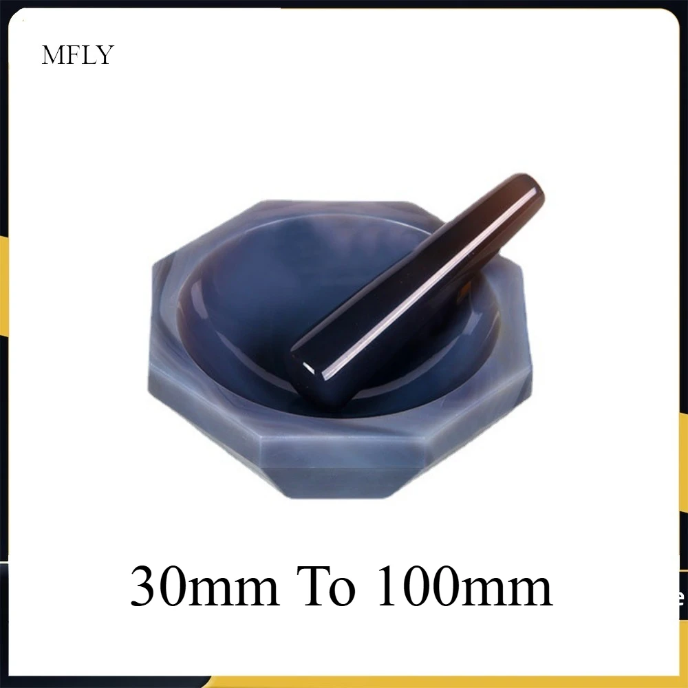 Natural Agate Laboratory Mortar Pestle Set Abrasion Resistant Grinding Bowl 30~100mm