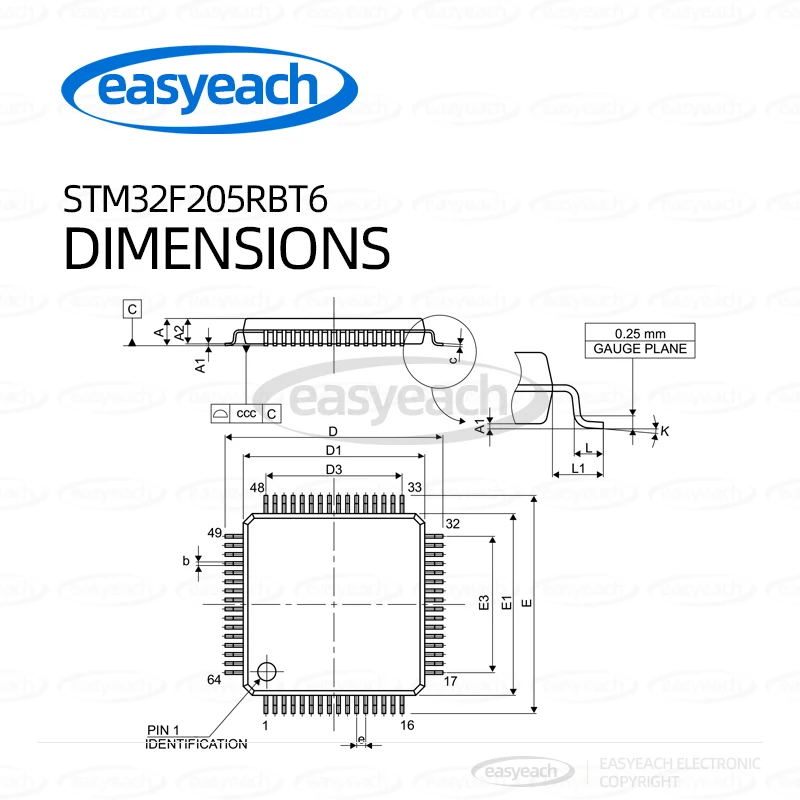 STM32F205RBT6 LQFP-64 ARM Cortex-M3 STMicroelectronics 32 بت متحكم MCU متحكم صغير #3