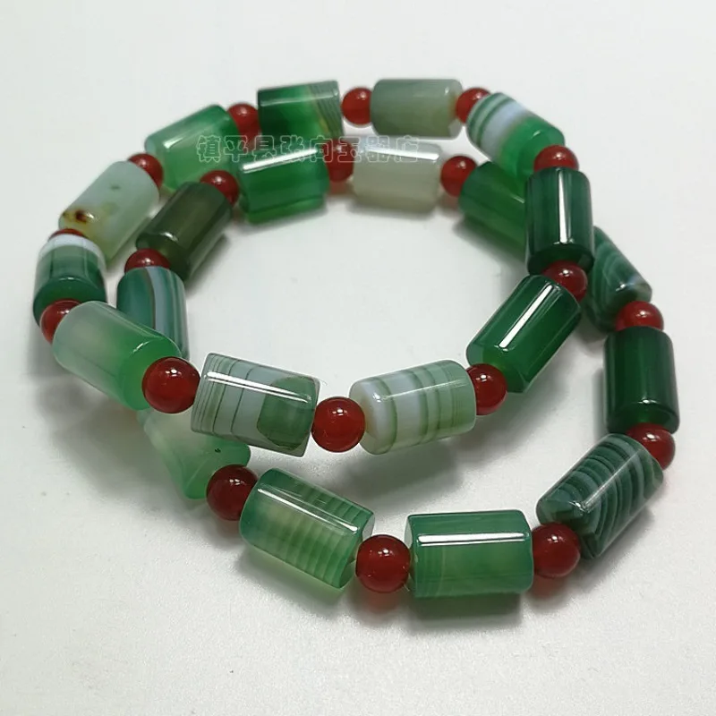 Natural Green Wrapped Agate Hand Carved Bracelet, Fashionable Boutique Jewelry, Men's and Women's Green Chalcedony Bracelet
