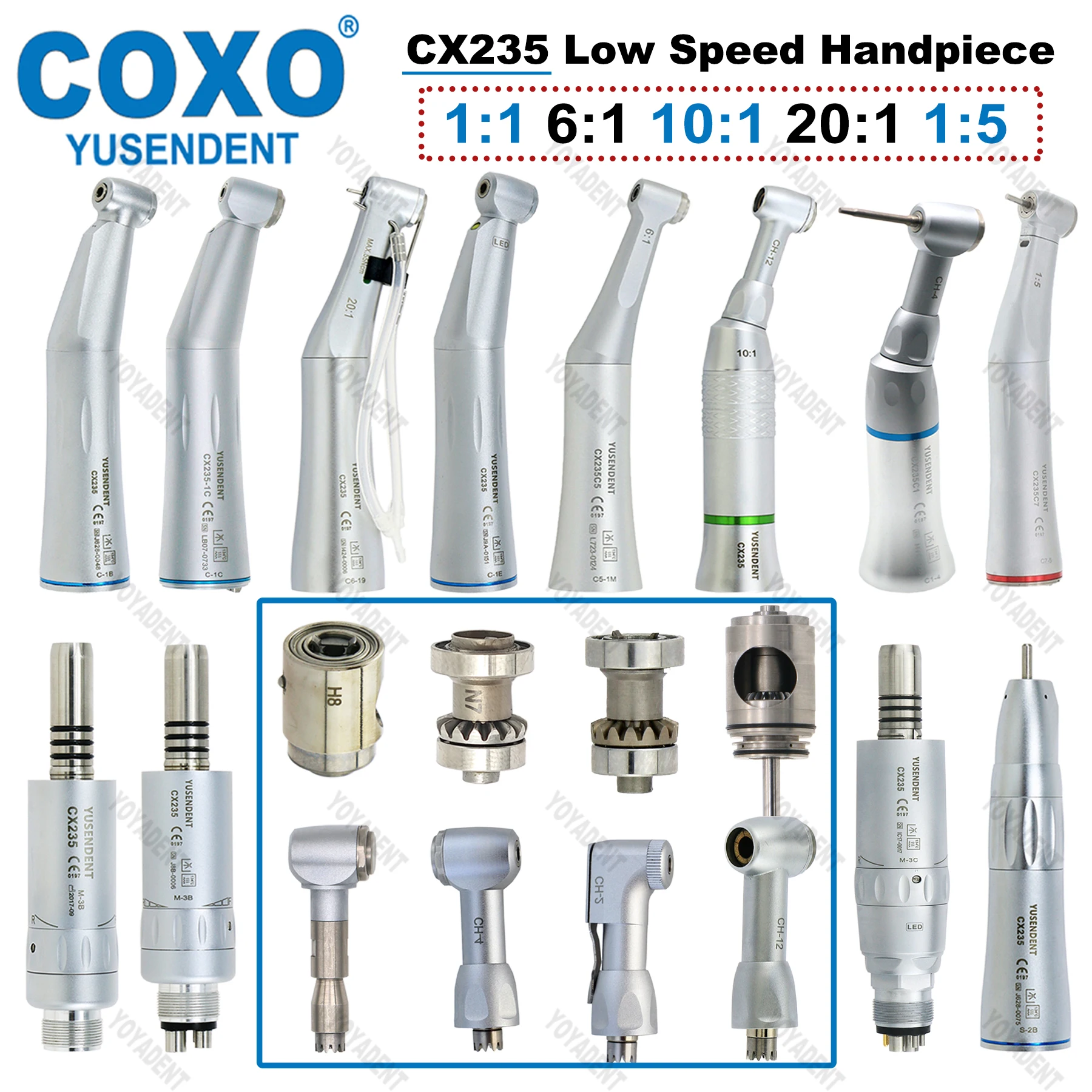 

COXO Dental Handpieces Fiber Optic Low Speed Handpiece Implant Surgery Handpiece Reduction/Increase Ratio Air Motor