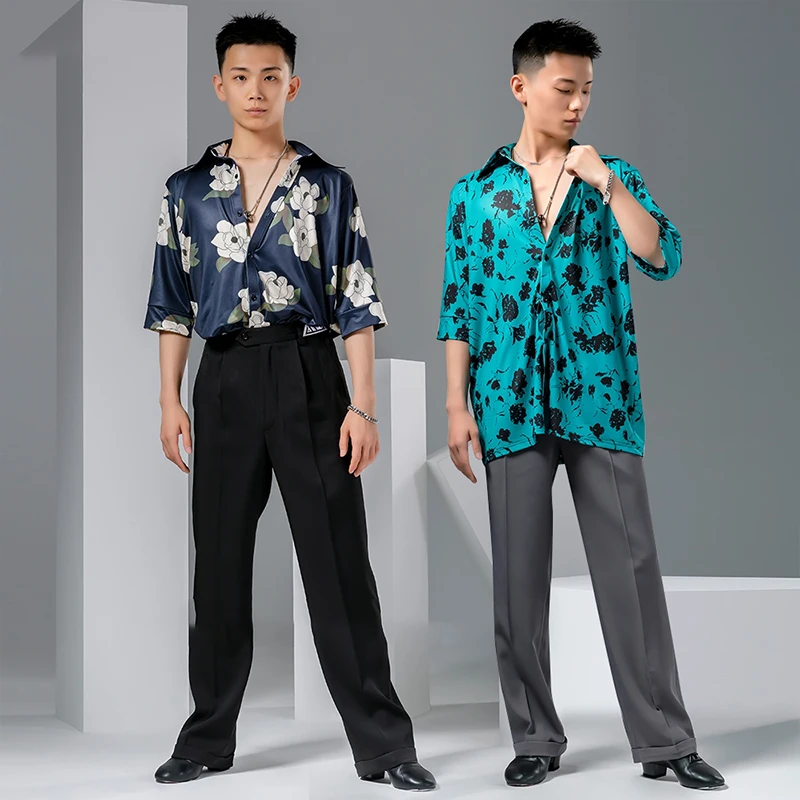 Pantalones latinos para hombre, ropa de práctica de salón, traje de actuación, Ropa de baile de vals, traje de baile moderno, pantalones rectos de Salsa VBH1725