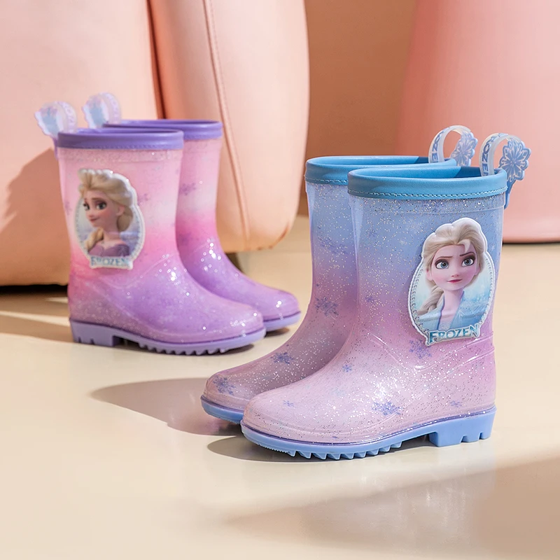 Disney new children\'s rain boots, cute girls\' rain boots, Princess Elsa waterproof non-slip rain boots for girls