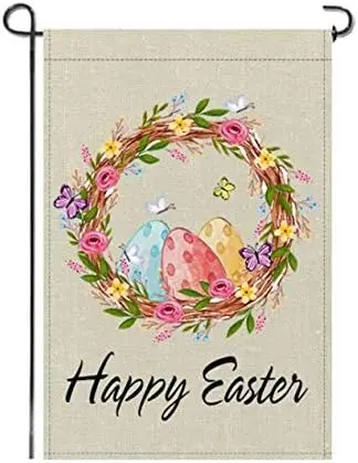 Easter Garden Flag 12 x 18 Inch Easter Spring Decoration Easter Garden Flag Welcome Happy Easter Peeps Bunny Garden Burlap F yyi