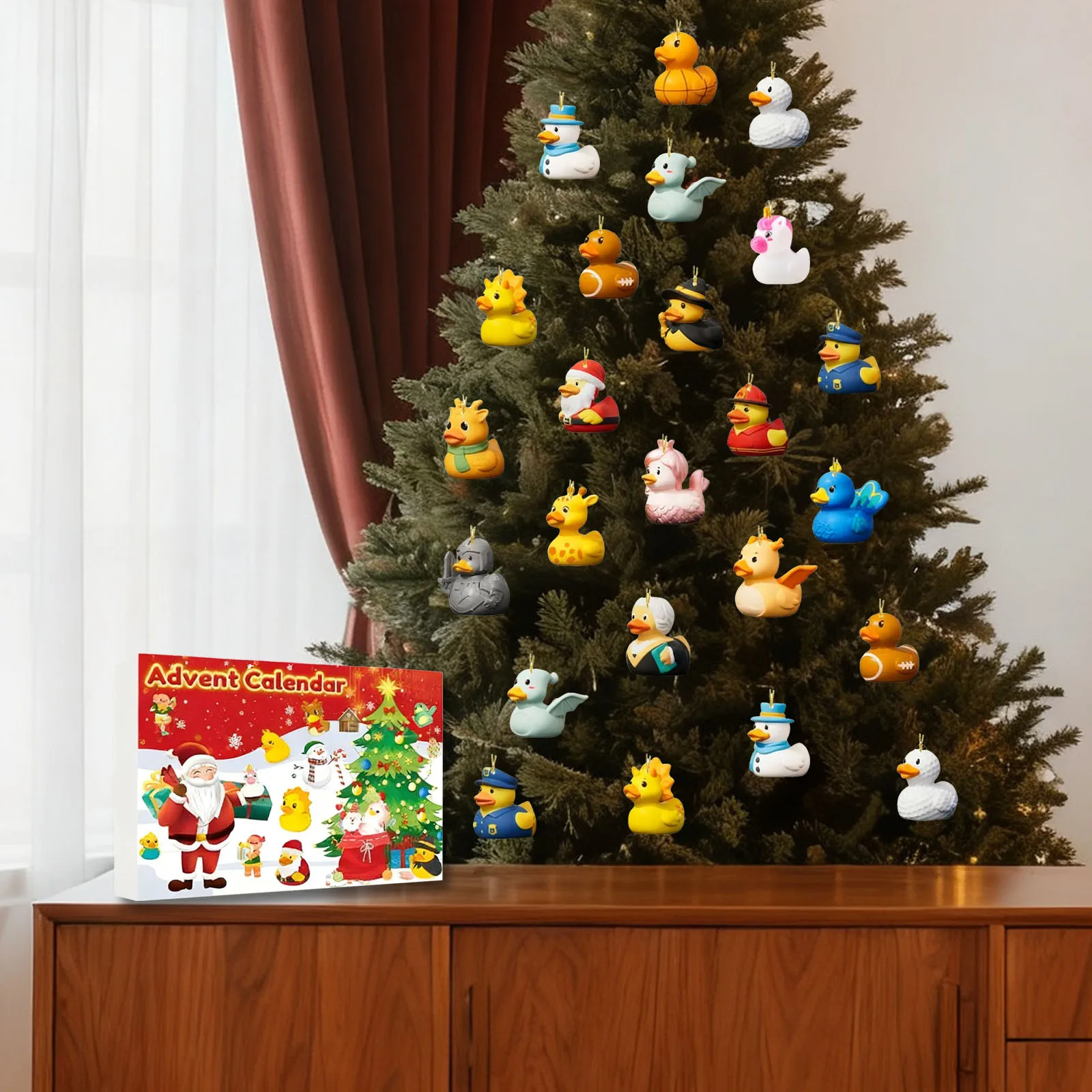 Decorações de natal 2025 calendário do feriado contendo 24 dias 2d acrílico pingentes planos adequado decoração de suspensão de árvore de natal