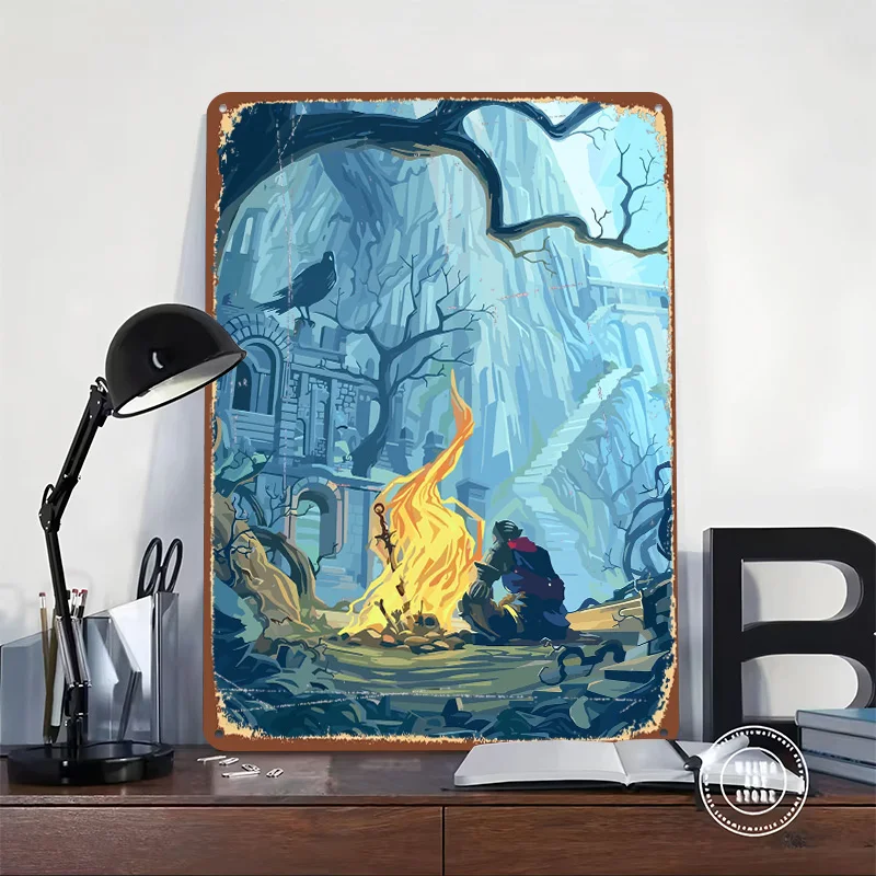 Dark Souls Tin Plaque Poster Customized Wall Art Retro Vintage Metal Signs for Room Wand Deko Decoration Bedroom Bathroom Decor