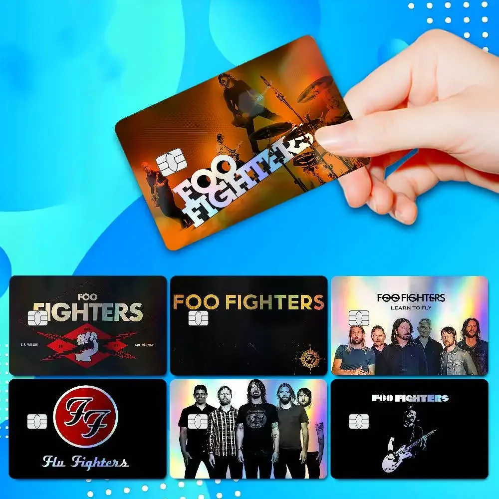 F-Foo F-Fighters Band Holographic Sticker Laser Film Shinny Skin For Debit Credit Bank Card
