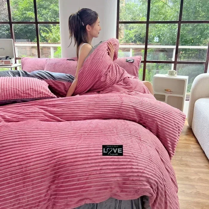 Solid Color Winter Warm Velvet Duvet Cover Thicken Bed Quilt Cover Twin Queen King Size Bedding 150/180/200/220cm Funda Nórdica