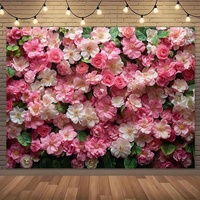Dreamy Pink Rose Flower Wall Background Cloth - Open Rose and Peony Photography Background Cloth, Suitable for Weddings