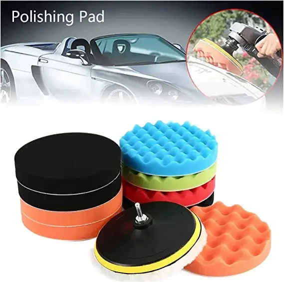 8 teile/satz Schaum Applikator Wachs Schwamm Polieren Pad Wachsen Schaum Polierer Kit Bohrer Rad Polierer Bohrer Adapter Reinigung Set