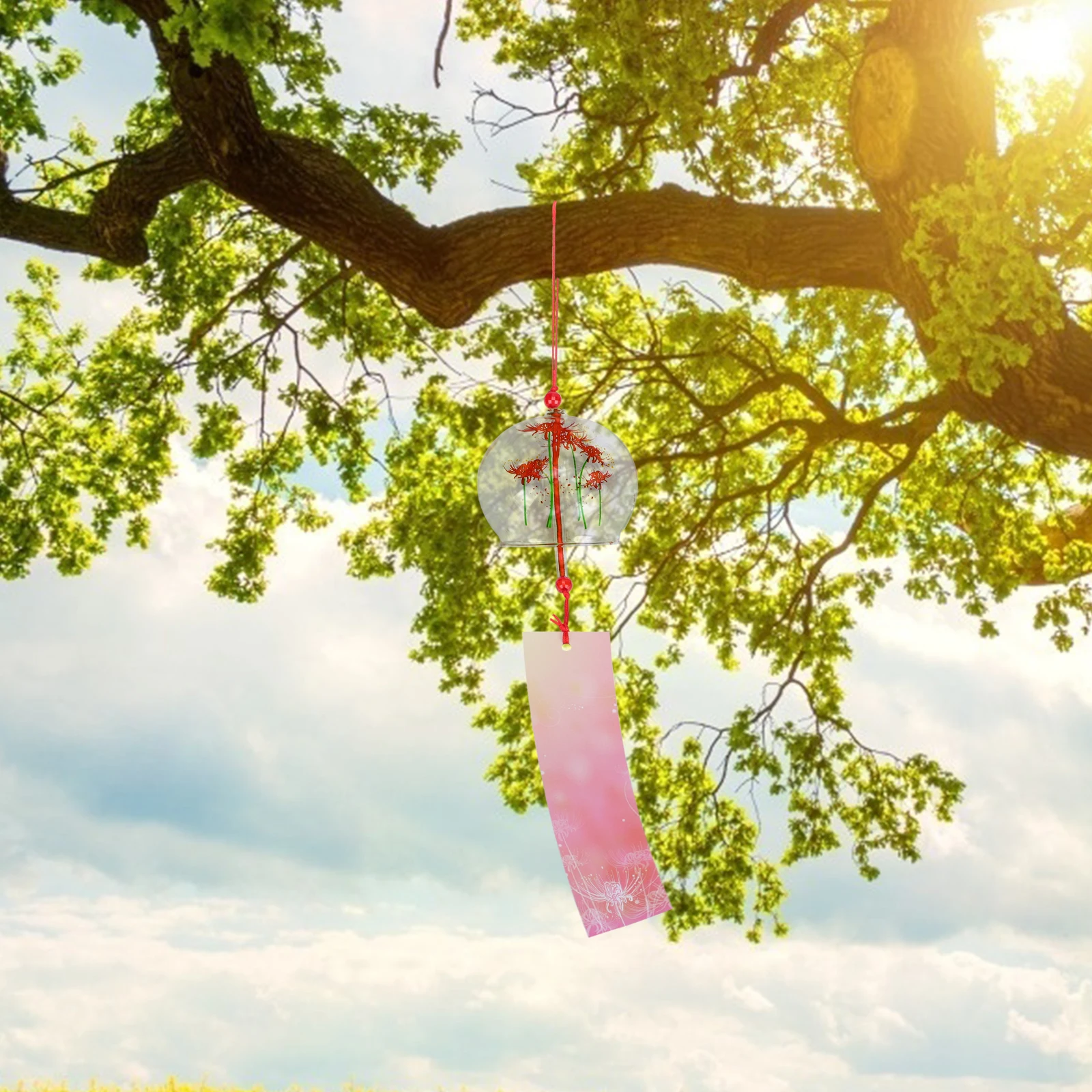 

1Pcs Glass Wind Chime Japanese Style Retro Design Decorative Wind Bell for Home Garden Living Room Bedroom Window Decoration