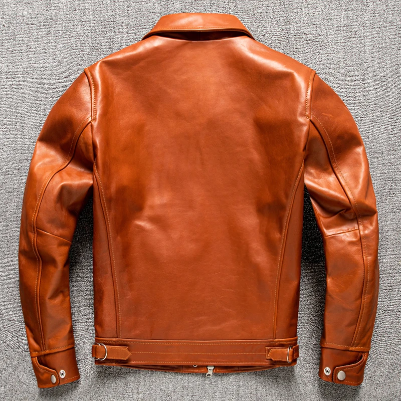 Spring Men's Classic Leather Jacket Cropped Leather Biker Fashion Slim Fit Leather Jacket Free Shipping!