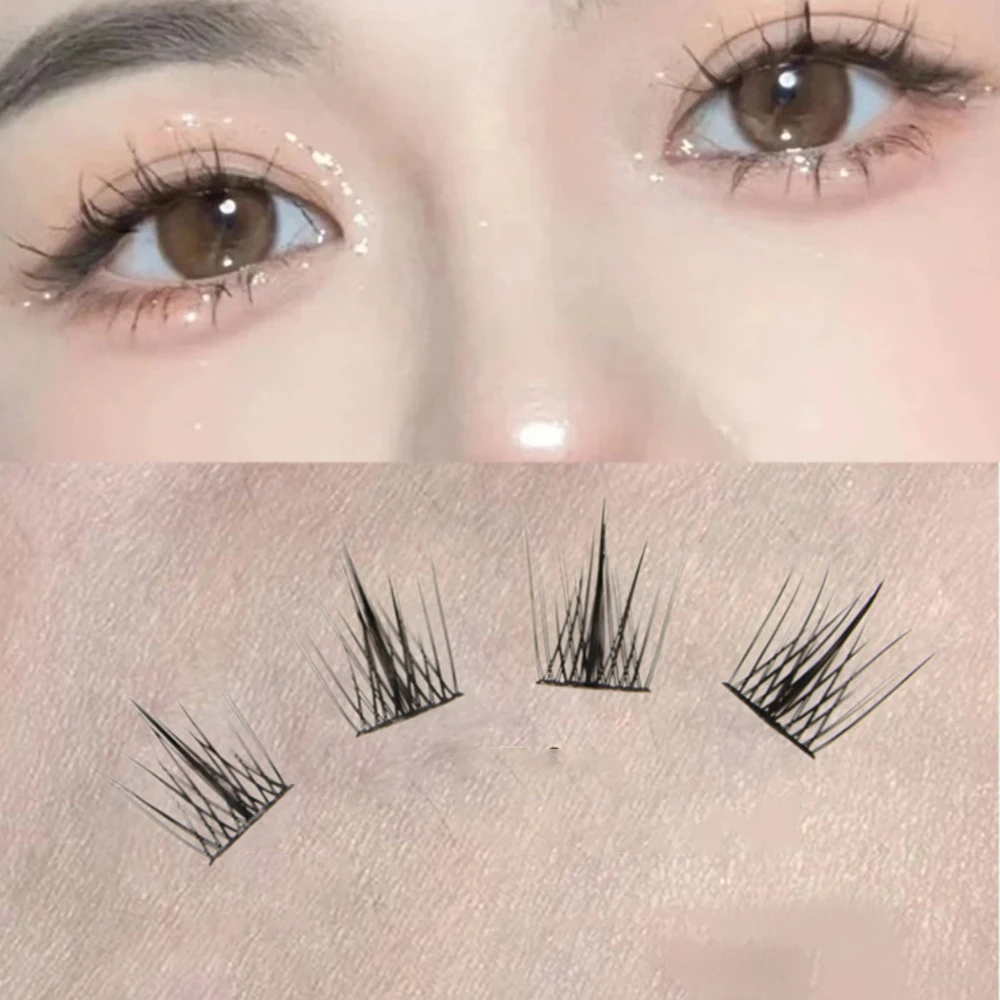 8 rzędów ultracienkich, długich rzęs w kępkach, naturalne, gęste, w stylu japońskiej grupy dziewczyn, do samodzielnego nakładania, narzędzie do makijażu.