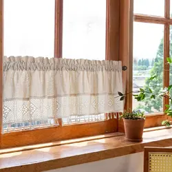 Barn Door Valances Curtains Vintage Boho Valances Rod Pocket Burlap Curtains for Bathroom Living Room Kitchen Cafe Bedroom