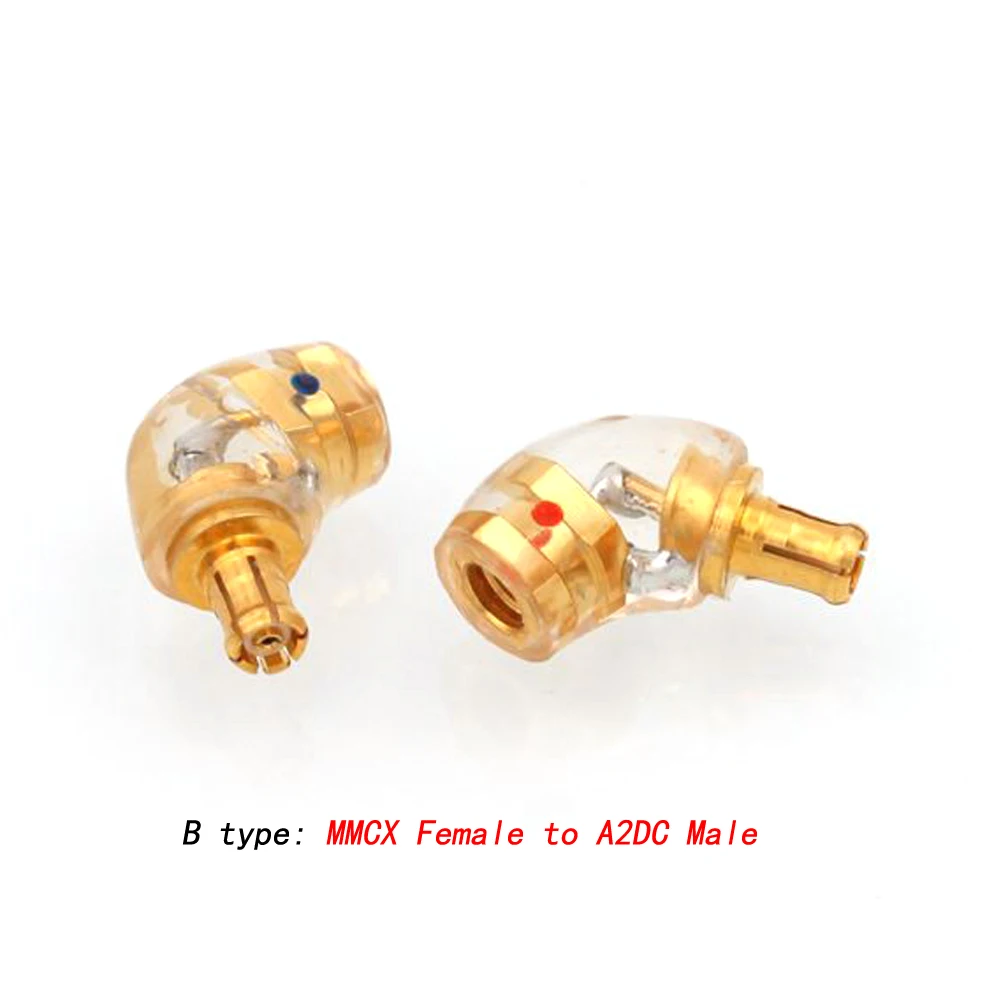 One pair Gold Plated Headphone Plug for A2DC Male to MMCX/.78mm Female Converter Adapter A2DC Headphone Plug Jack