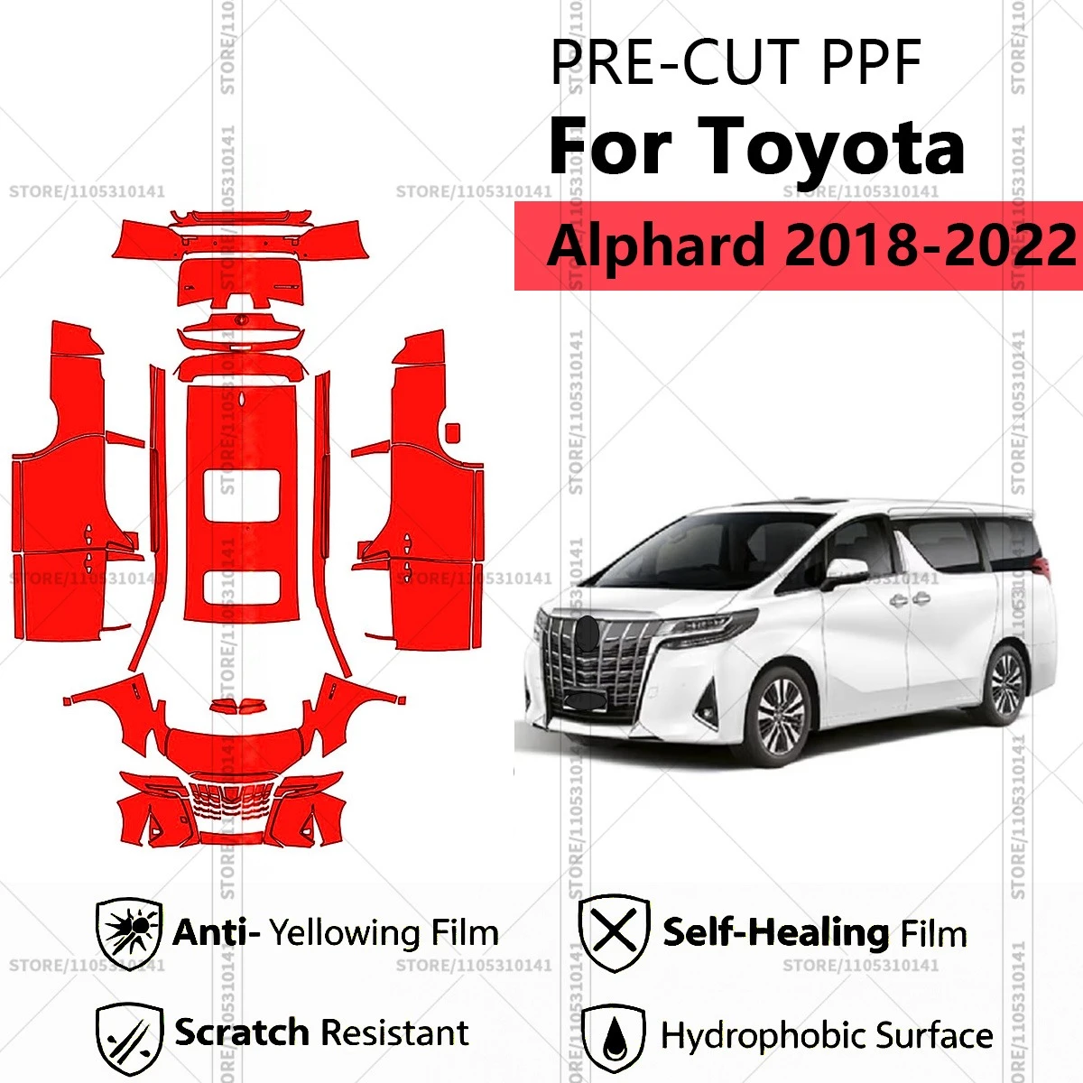 

For Toyota Alphard 2018-2022 Pre-Cut Paint Protection Film PPF Transparent Car Film Professional Automotive PPF Full Vehicle