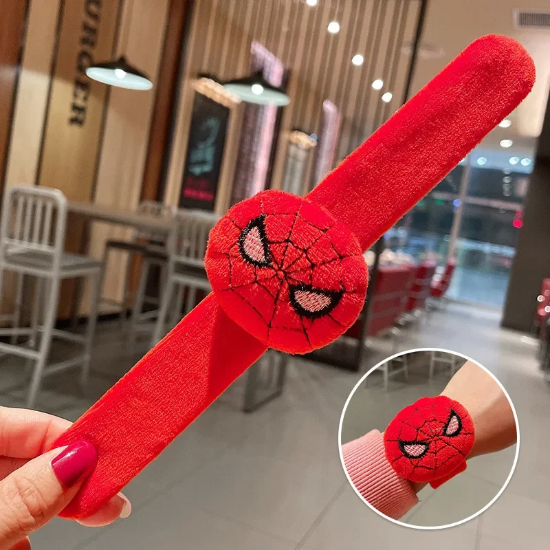 كارتون ديزني أفنجرز معصمه ألعاب من نسيج مخملي أنيمي الرجل الحديدي الرجل العنكبوت سوار لعبة الربت التصفيق دائرة للأطفال هدية لطيف #4