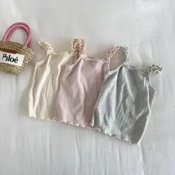 2026 Summer New Sweet Girls Sling Vest Baby Sleeveless T Shirts Girls Cotton Breathable Vest Infant Tee Children Clothes