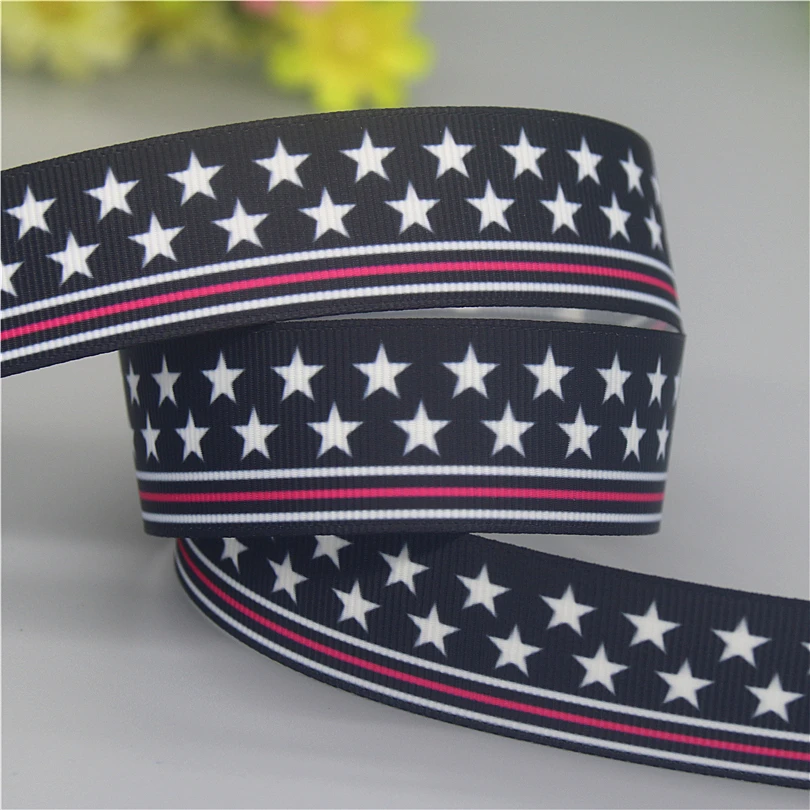 DHK 50yards Usa Army Guard Blue Brothers Dog Paw Printed Grosgrain Ribbon Accessories Headwear Collar DIY Sewing Craft S2547
