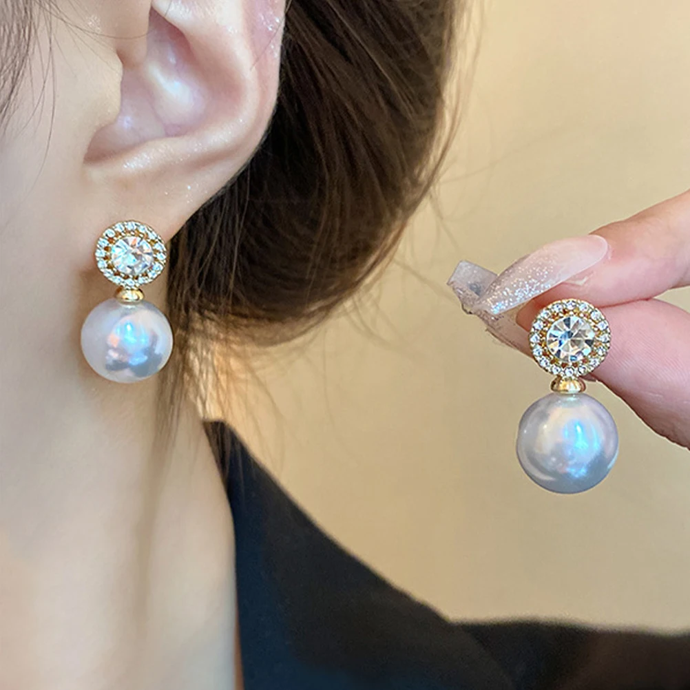 

Pearl Stud Earrings Elegant Retro Post Faux Earings Durable Plastic Jewelry Collection Gifts For Her