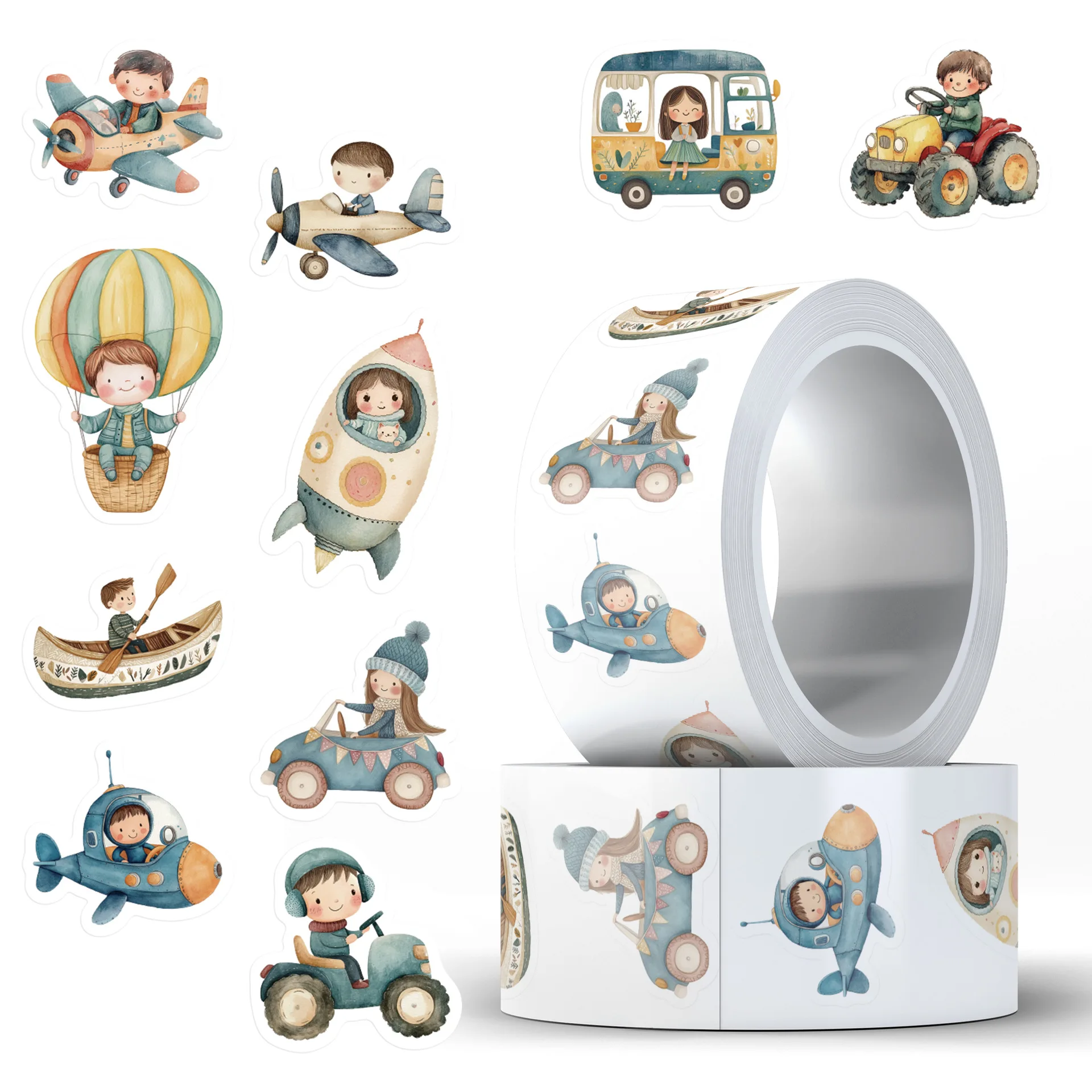 

500pcs Roll Cute Boat Car Vehicles Cartoon Transportation Stickers for Party Decor Water Bottle Laptop Refrigerator Skateboard