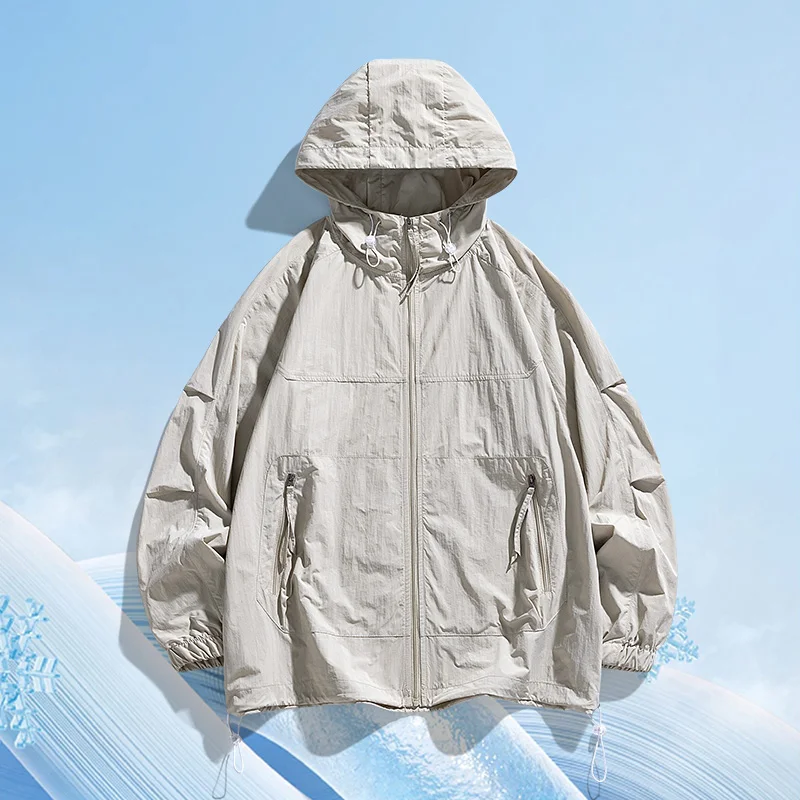 UPF50+ Ice Silk Jacket Lightweight and Breathable Outdoor Badminton Sports Anti-UV Coat Fashion Couple Sun Protection Clothing