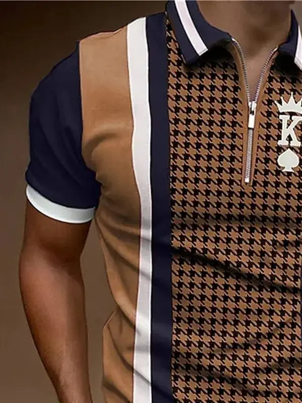 men's-summer-poker-plain-golf-shirt-ultra-slim-fit-pu-leather-youth-fashion-sleeve-length-nine-points-non-fading-chinese-made