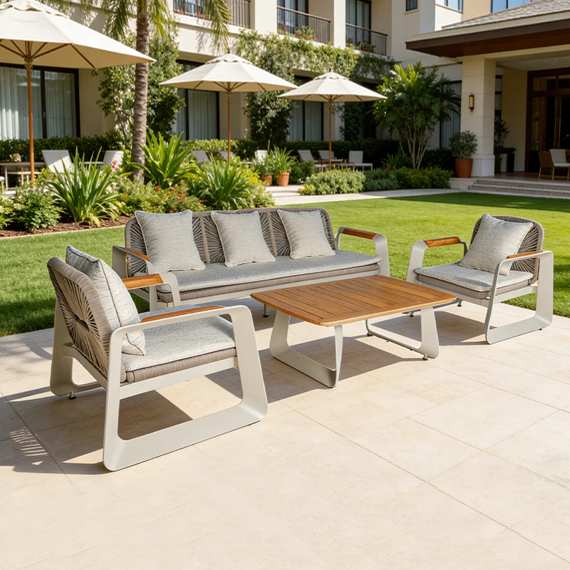 

Luxury Modern Aluminum Outdoor Sofa Set-Waterproof & Weather Resistant Eco-Friendly Villa Garden Patio Living Room Park Hotel