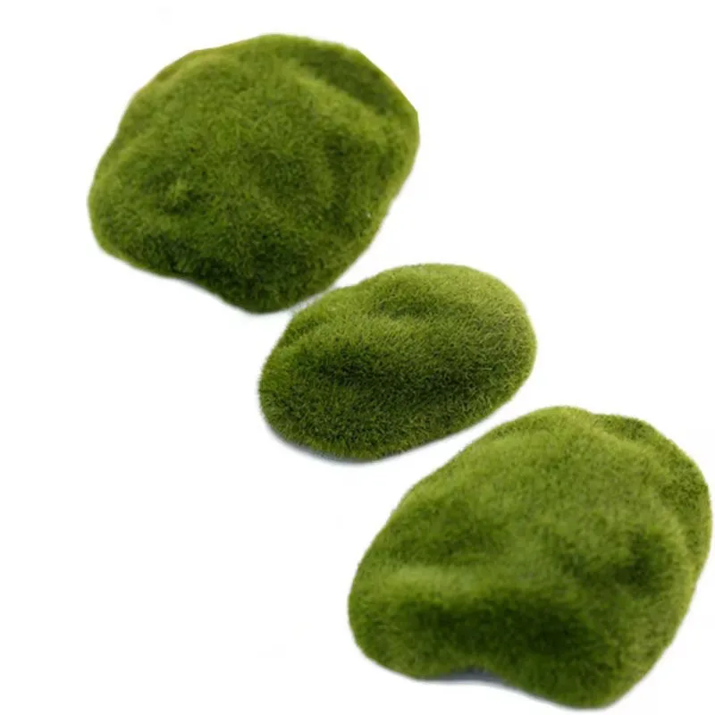 3PCs/set Green Artificial Moss Stones Grass Bryophytes Home Garden Bonsai Decoration Miniature for Mini DIY Fairy Garden