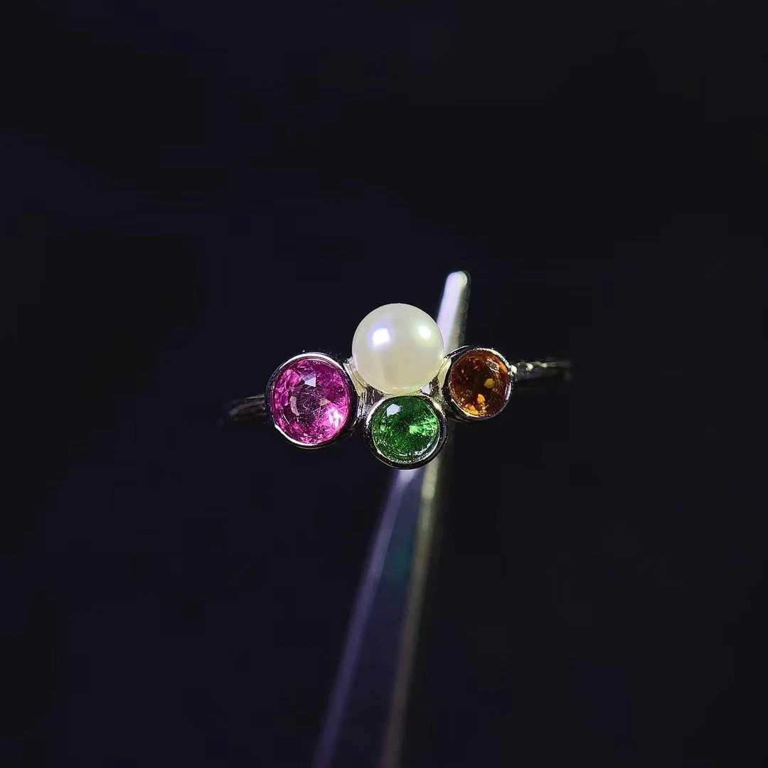 KJJEAXCMY Women's Ring | Natural Colour Tourmaline with S925 silver , electroplated process, high-clarity support testing