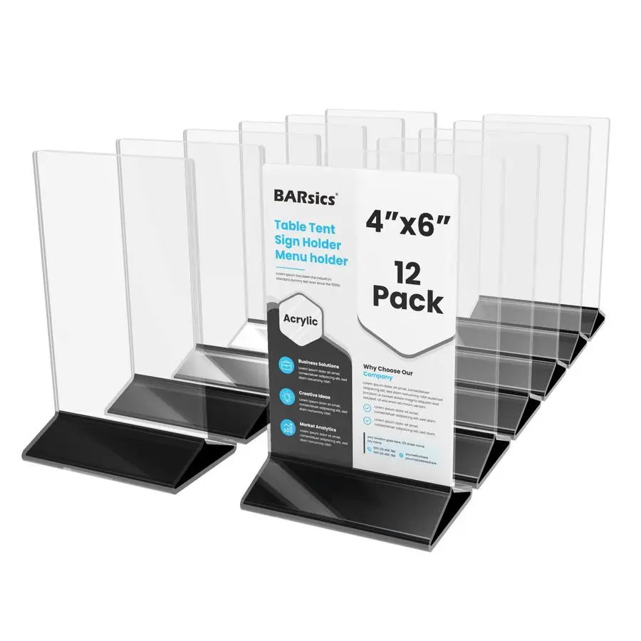 

Прочный настольный держатель для меню 4x6, коммерческий двусторонний акриловый держатель для вывесок, 12 штук в упаковке