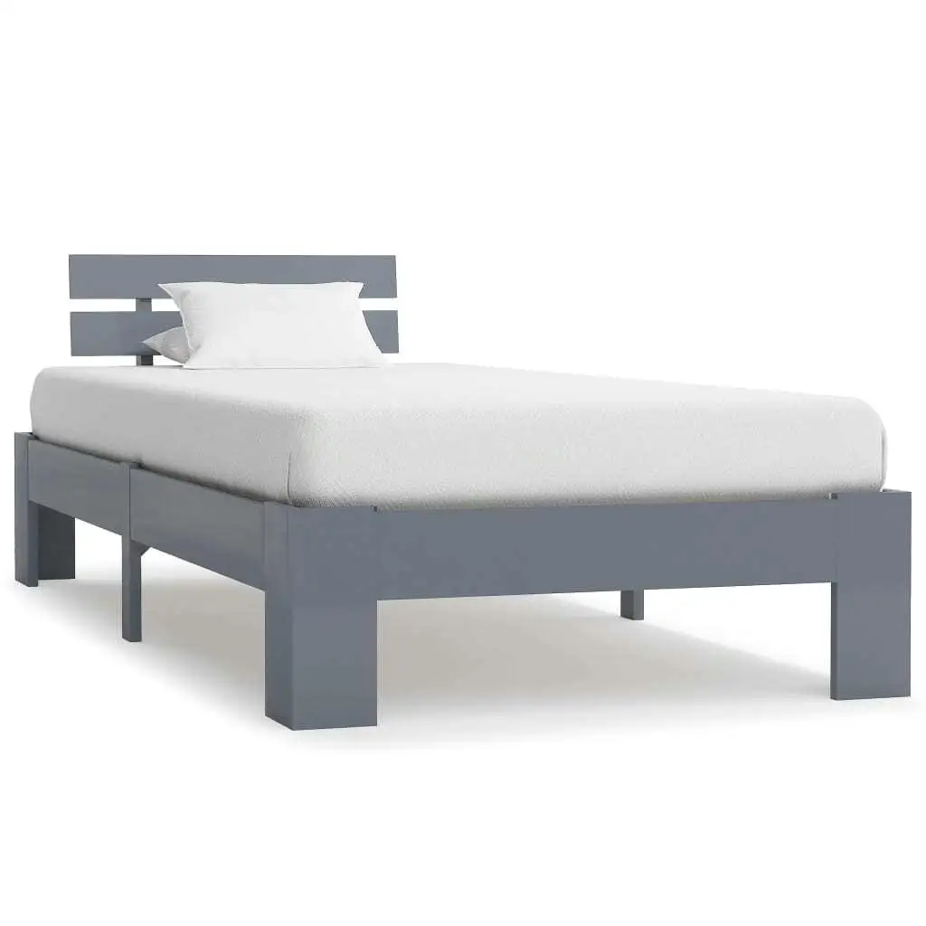 Grey Solid Pine Wood Bed Frame 100x200 cm - Mattress Not Included, Durable & Stylish Design