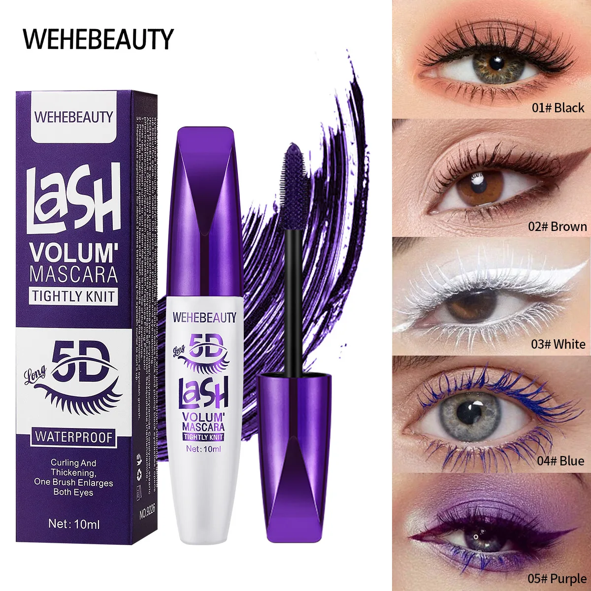 Mascara coloré 5D, imperméable, sans bavures, naturel, longue durée, en Fiber de soie, pour cils, maquillage pour les yeux féminin, cosmétique de beauté