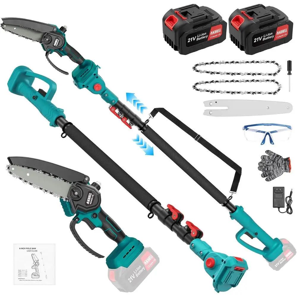 

Аккумуляторная пила 2-в-1 и 6-дюймовая бесщеточная мини-бензопила с аккумулятором 2 аккумулятора емкостью 4,0 Ач, электрические пилы для обрезки деревьев, с 15,5