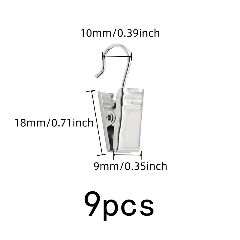 Window Treatment Hooks 9 pcs, Easy Slide On Rod, Rust Resistant Metal, for Balcony Door Drapery, Multipurpose
