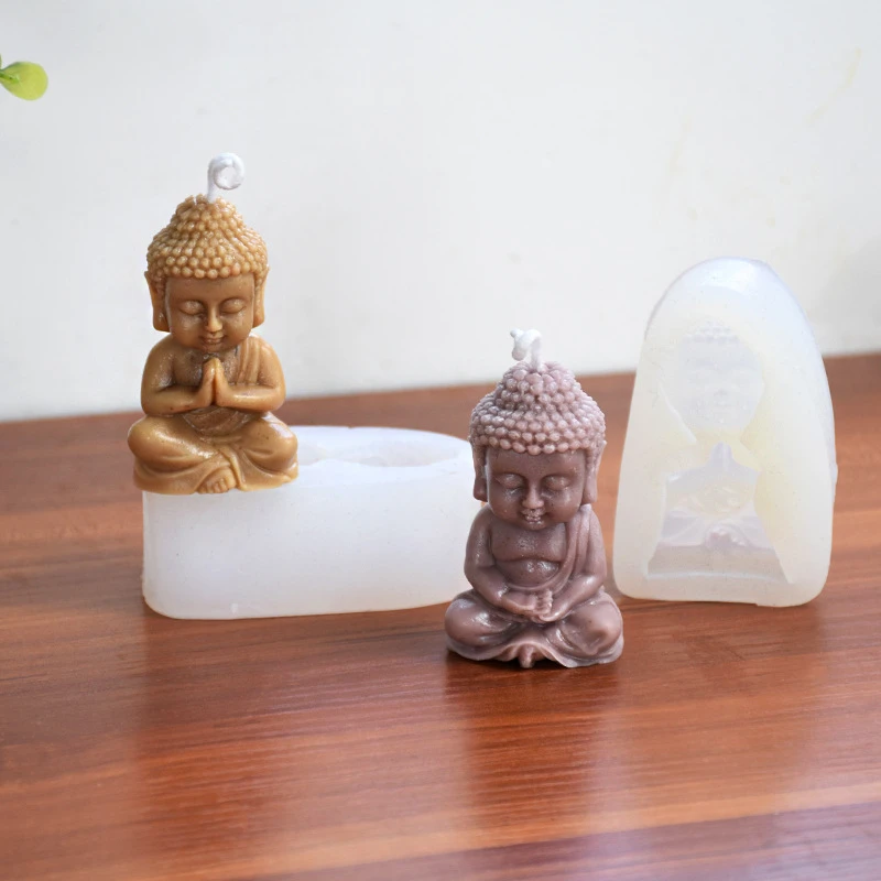 Buddha Candle Silicone Mold DIY Home Decoration 3D Buddha Gypsum Soap Cement Resin Mold Festival Gift Making Candle Supplies