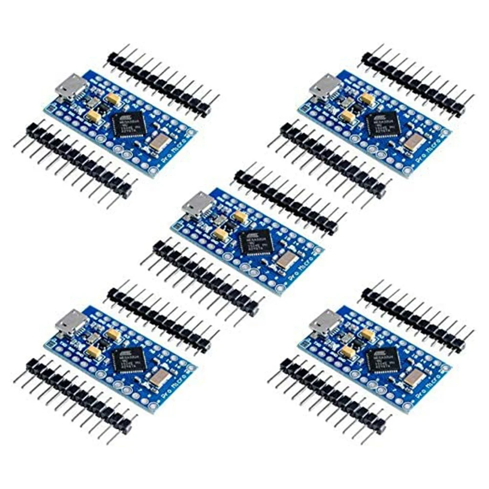 

Модуль Pro Mini ATmega32U4 5 В/16 МГц с контактным разъемом для Arduino Leonardo Envol, 5 шт.