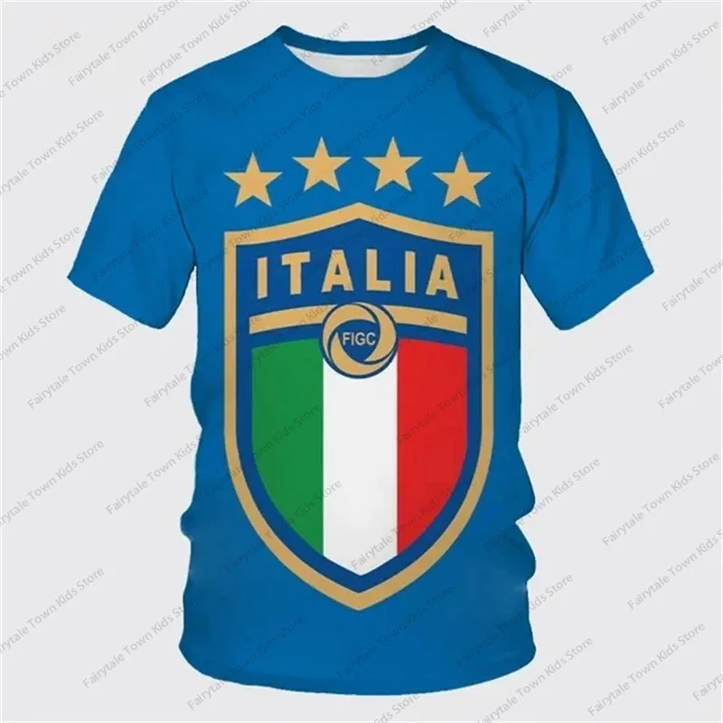 New Summer Flag Of Italy Football 3D Printed Kids Short Sleeve T-shirt Personality Hip Hop Unisex Fashion Casual Tshirt Tees Top