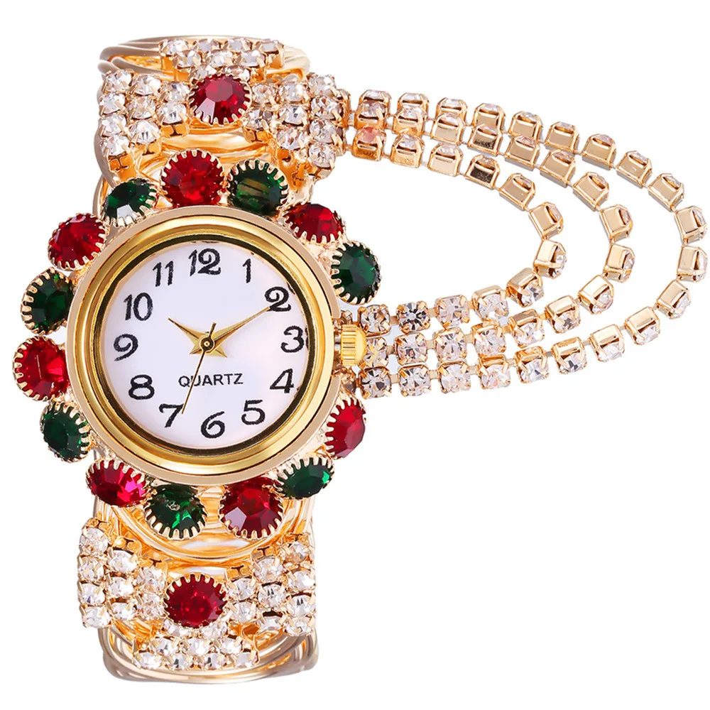 Mulheres brilho pulseira relógio de luxo elegante rosa ouro aço inoxidável relógio de pulso senhoras strass montre femme relojes saati