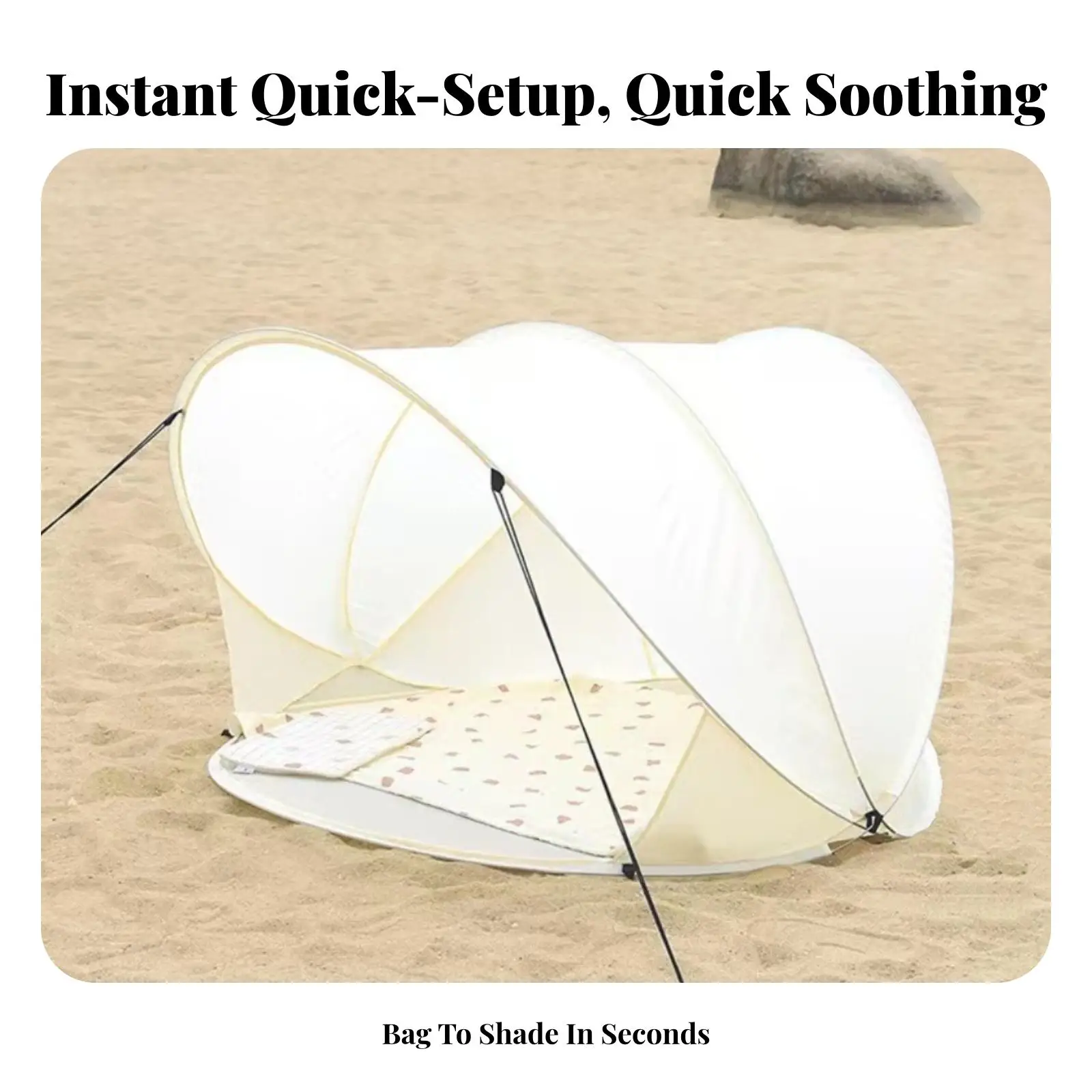 Compact Quick-Setup-Beach Shelter Tent | Automatic Quick-Open Structure, Water-Resistant Canopy and Floor, for Park