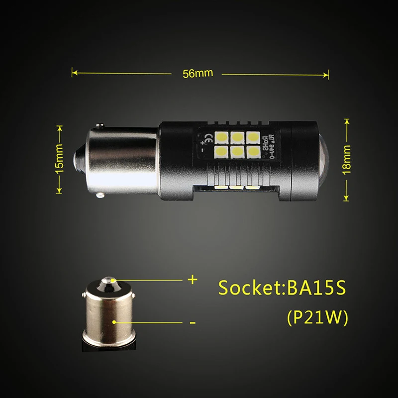 【CR】1156 BA15S P21W 21SMD LED Car Tail Backup Reverse Light Bulbs 1200Lm White