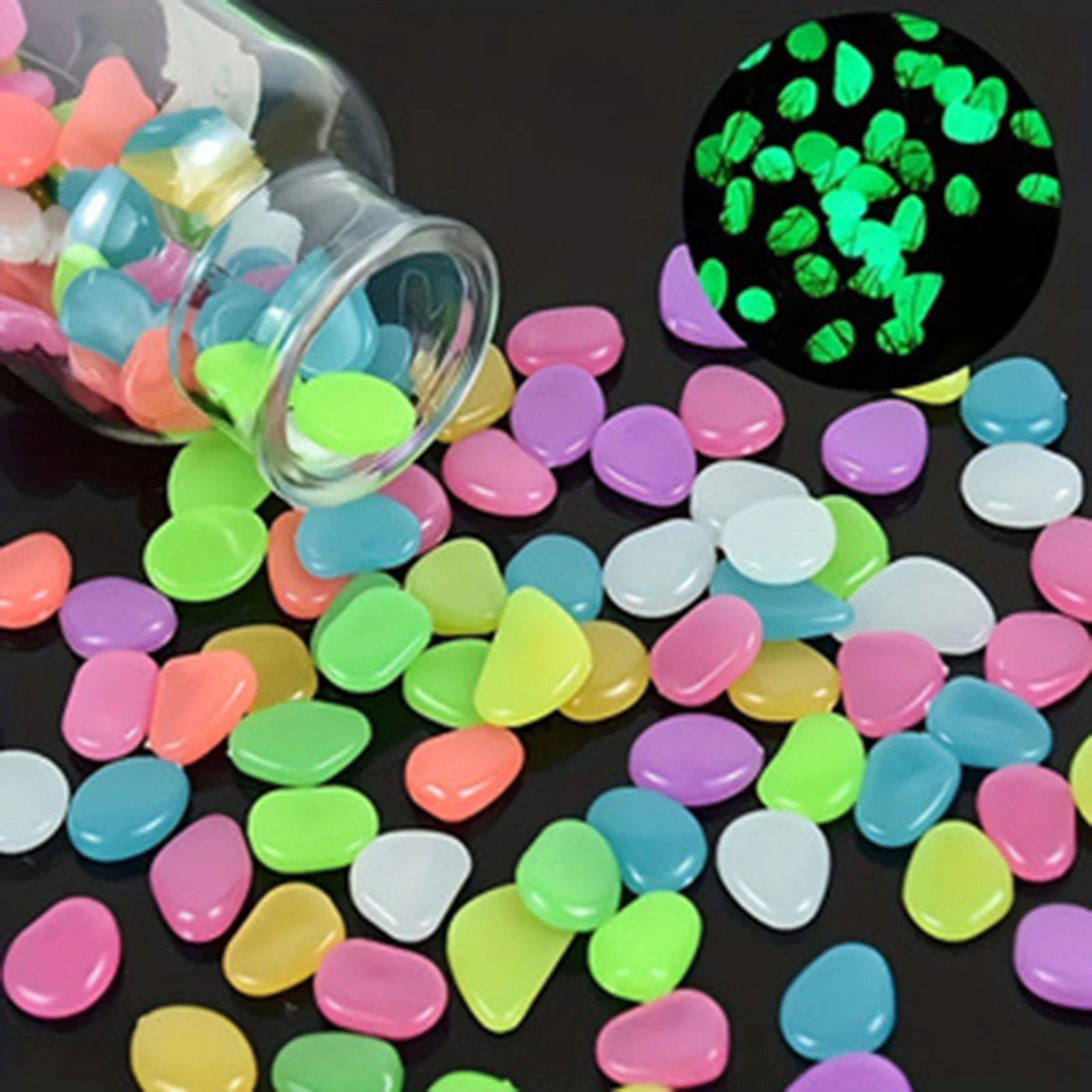 Outdoor Luminous Stones Multi-Purpose Artificial Landscape Rocks Mixed Color Glow Rocks for Paths Driveway Walkways Decorative