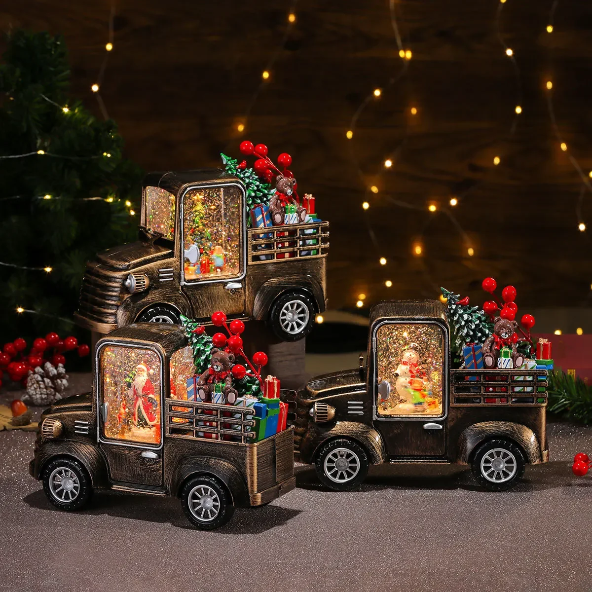 New Christmas Rotating Luminous Car Ornaments, Christmas Music Box, Christmas Gift Decorations, Night Lights