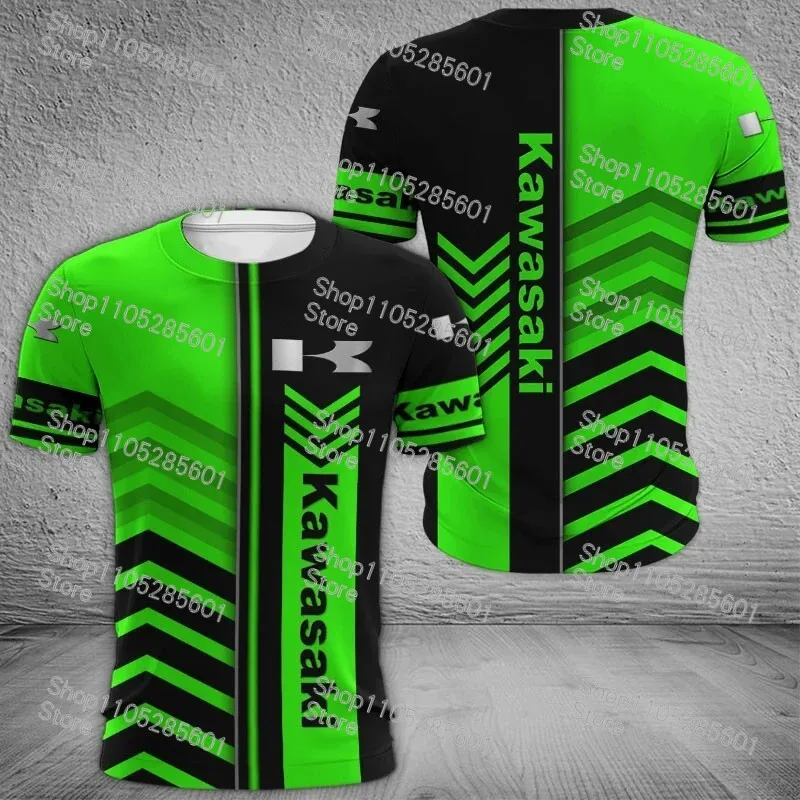 Kawasaki Themed Casual Short-Sleeve T-Shirt Trendy Print Top for Motorcycle Enthusiasts Daily & Riding Use view 3