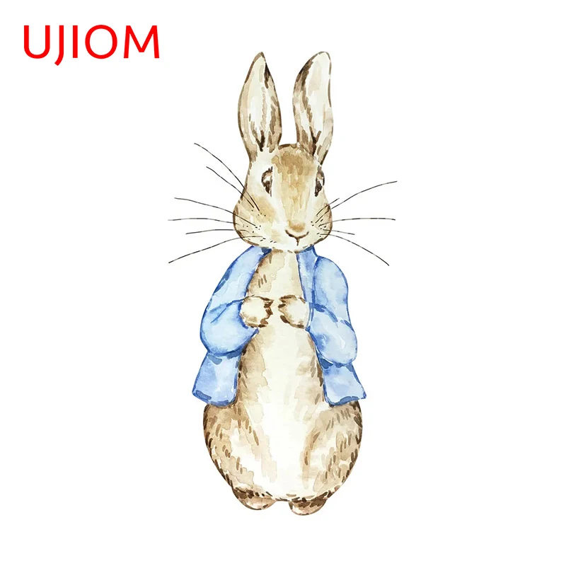 UJIOM 13cm X 6.4cm Cute Watercolor Rabbit Wall Stickers Vinyl Waterproof Decals Vivid Sticker Trunk Knapsack Poster Decoration