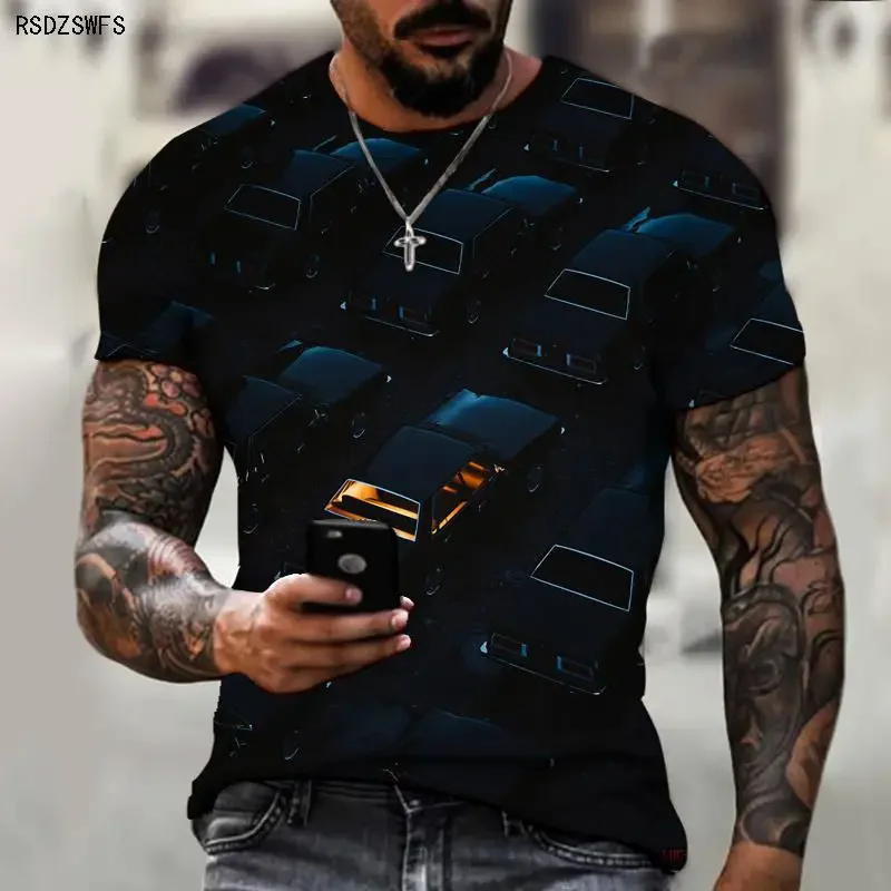 Aesthetic Style Black Man Big Man 3D Printing Printing Men's Shirt Round Neck T-shirt Joint Big Man Style Super Large Size